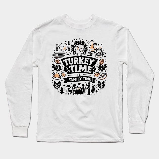 Turkey and Gratitude on the Menu Long Sleeve T-Shirt by Francois Ringuette